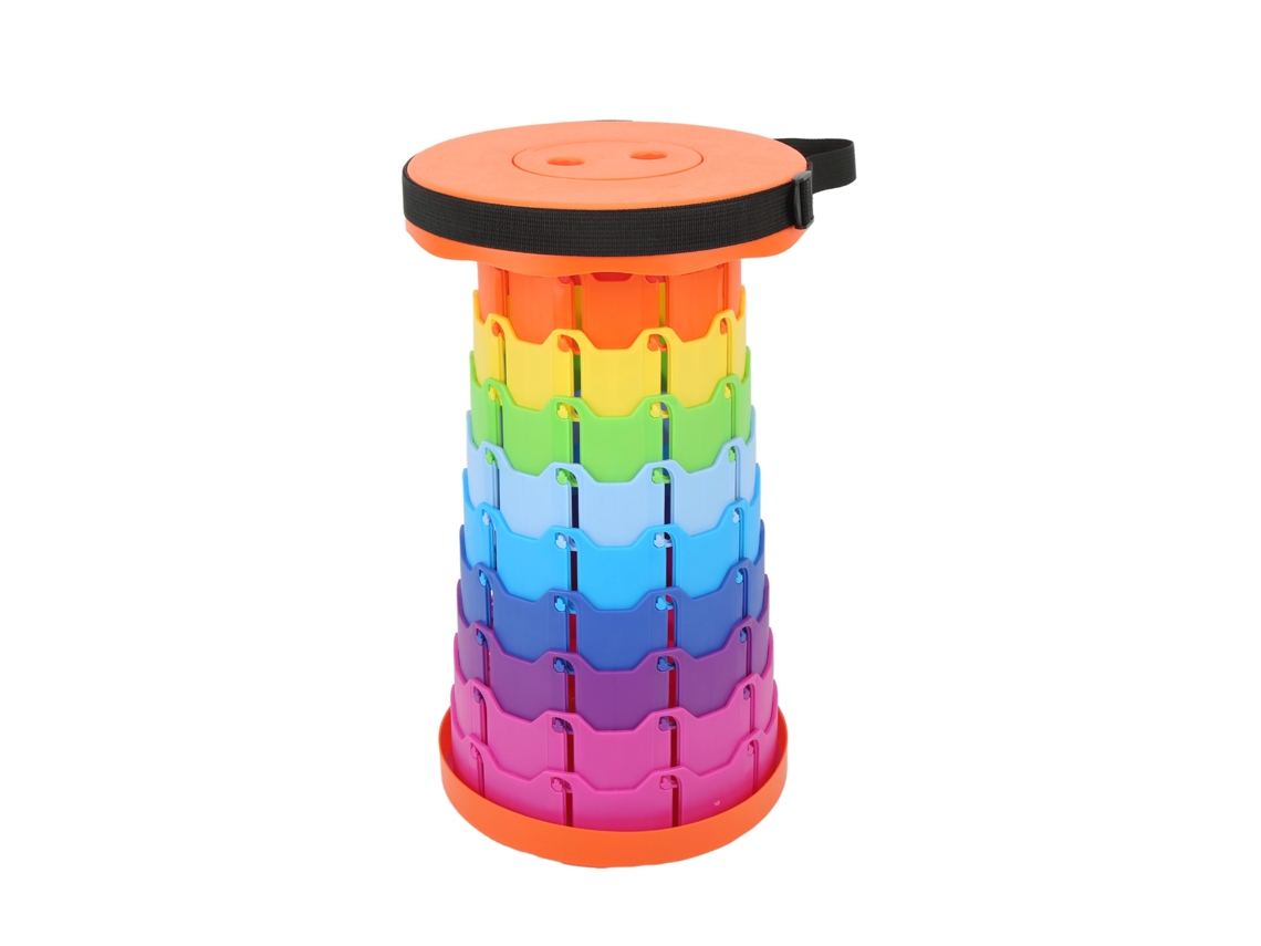 Silla Plegable Telescópica Portátil Y Ligera Para Acampar, Pescar, Hacer Senderismo Y Viajar - Naranja Arcoíris
