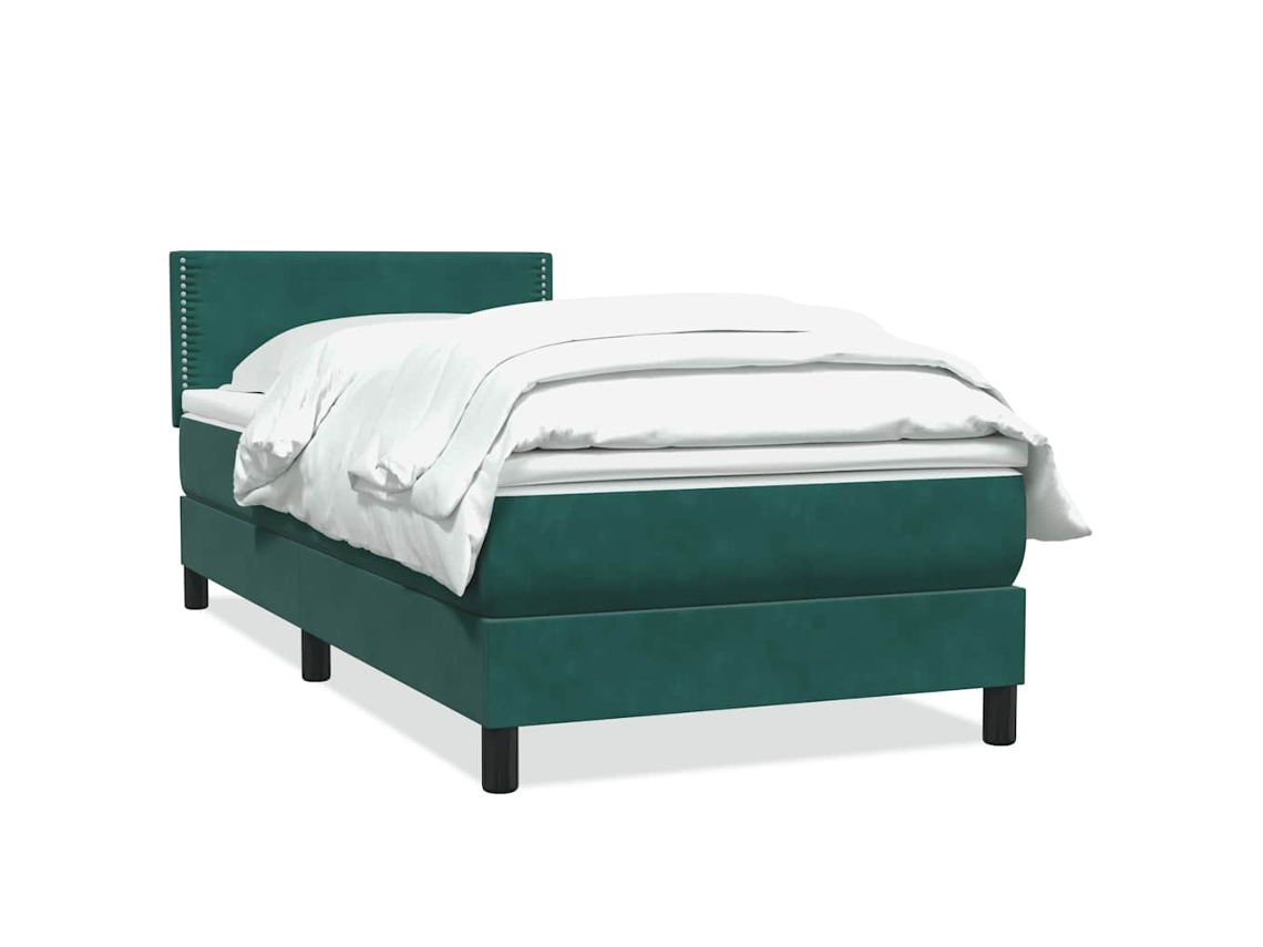 Maison Exclusive - Cama Box Spring Con Colchón Terciopelo Verde Oscuro 80x220 Cm