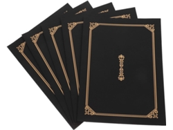 Juego De 5 Fundas De Papel Negras Tamaño A4 Con Borde Dorado, Fundas Para Certificados Y Documentos.