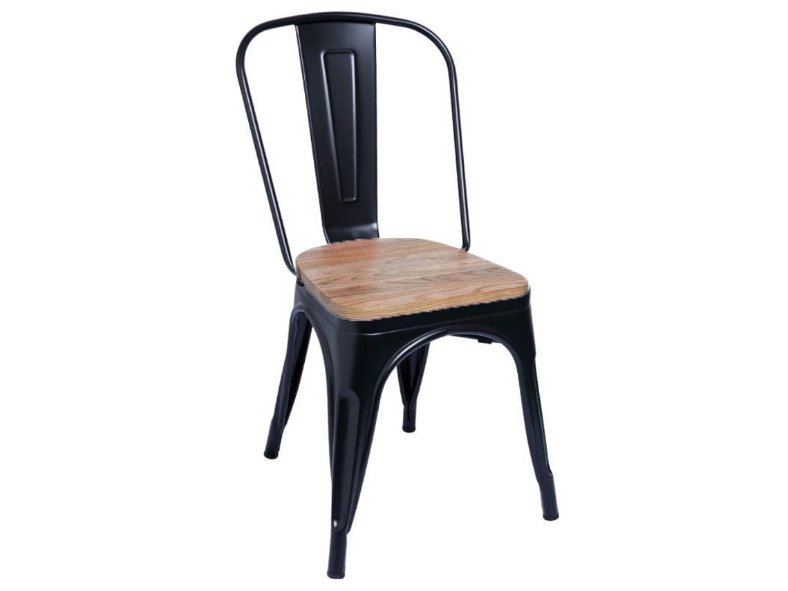DUDECOR Silla Leeds De Madera Natural Negro Mate