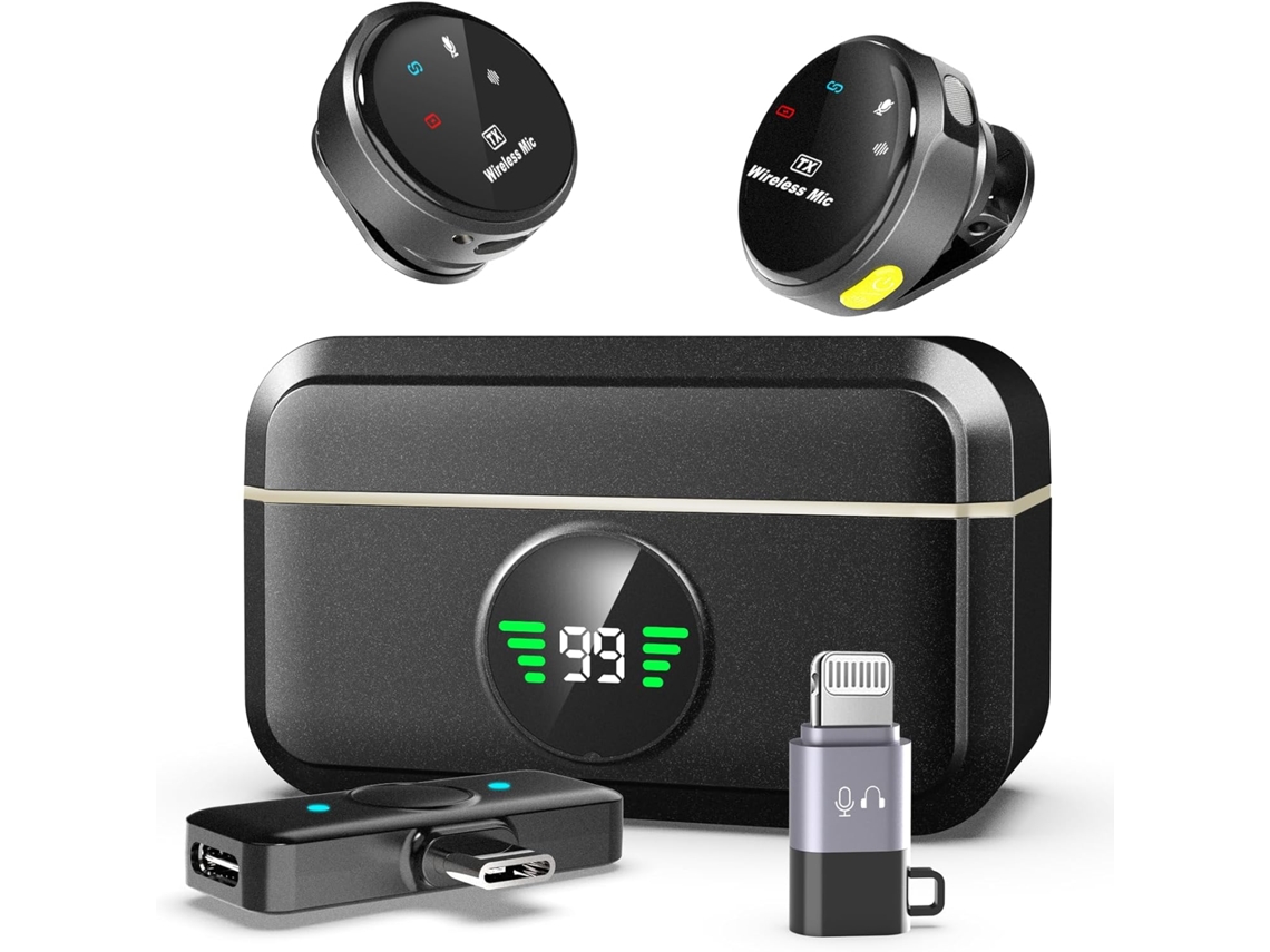 Micrófono De Solapa Reducción De Ruido Inalámbrica Para Estuche De Carga Plug And Play Compatible Con Apple Y Android CUICH