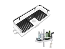 Estante de ducha ABS 32x12 cm Negro/Blanco Jortmrd