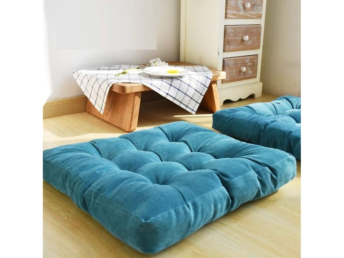 2026-almohada De Suelo Cuadrada Para Meditación Yoga 22x22 Pulgadas Azul Relleno Suave Cómoda Exterior Interior