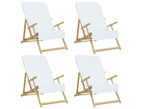 vidaXL Toallas de playa 4 uds tela blanco 400 g/m² 60x135 cm