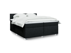 Cama Box Spring Con Colchón Tela Negro 200x200 Cm