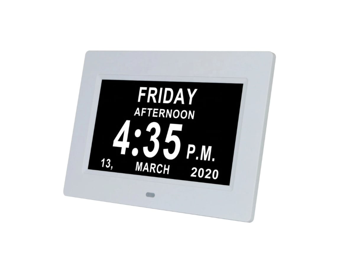 Reloj Digital Grande para Personas con Discapacidad Visual, con Fecha y Día de la Semana, Regulador Automático, 8 Blanco Kofihety
