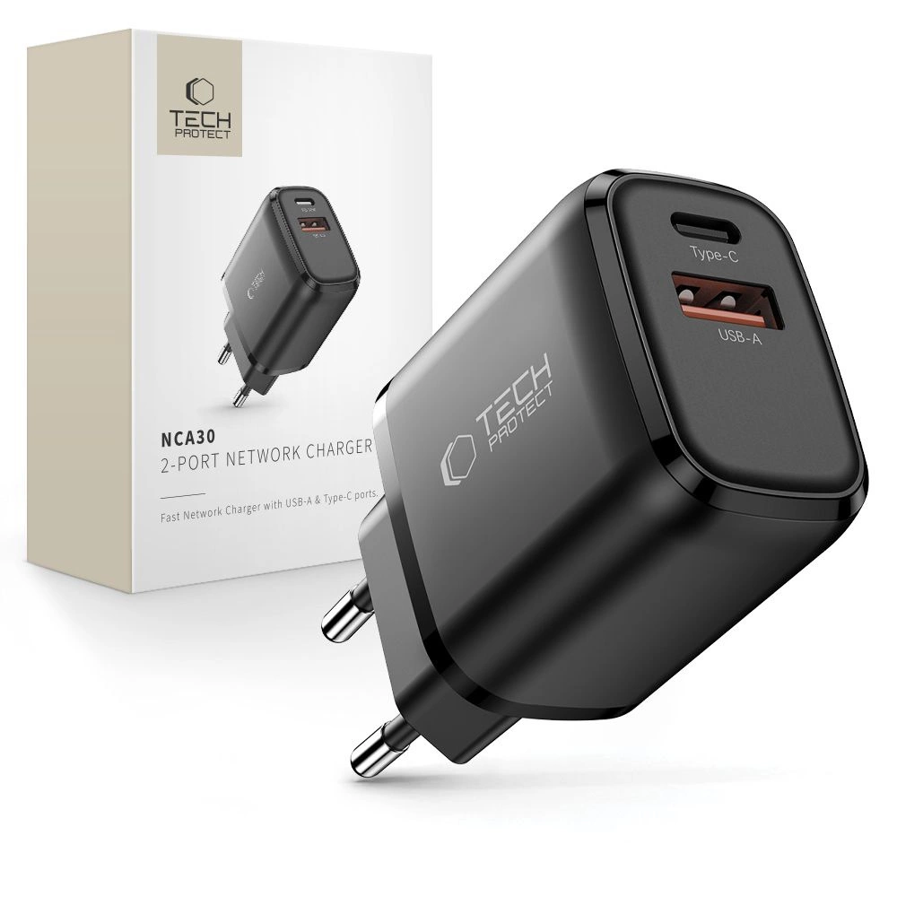 Cargador De Pared Tech-protect Nca30 Pd 30w Qc3.0 Usb-a Usb-c