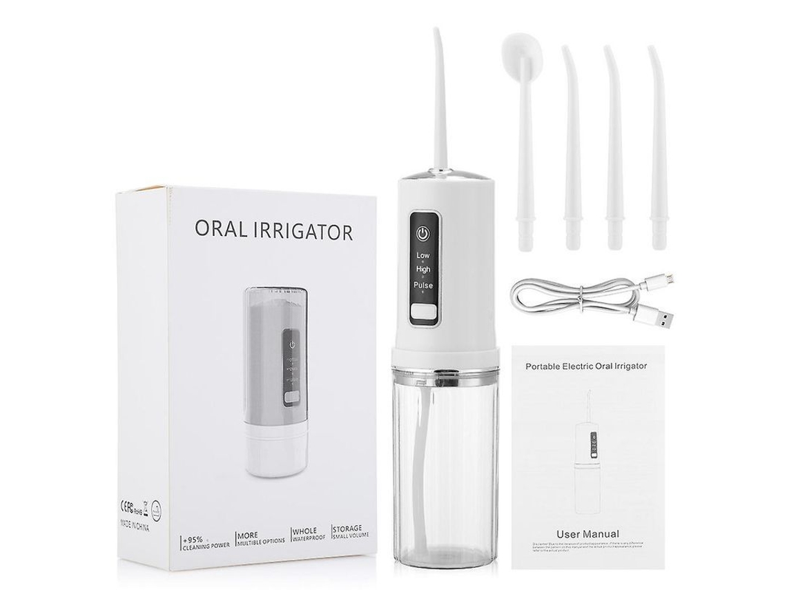 Irrigador Dental Eléctrico Recargable De 230 Ml Con 4 Boquillas Y 3 Modos De Limpieza.