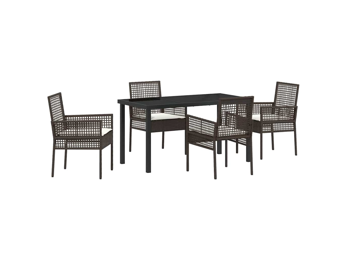 Maison Exclusive - Conjunto De Comedor De Jardín 5 Pcs Marrón Ratán Sintético