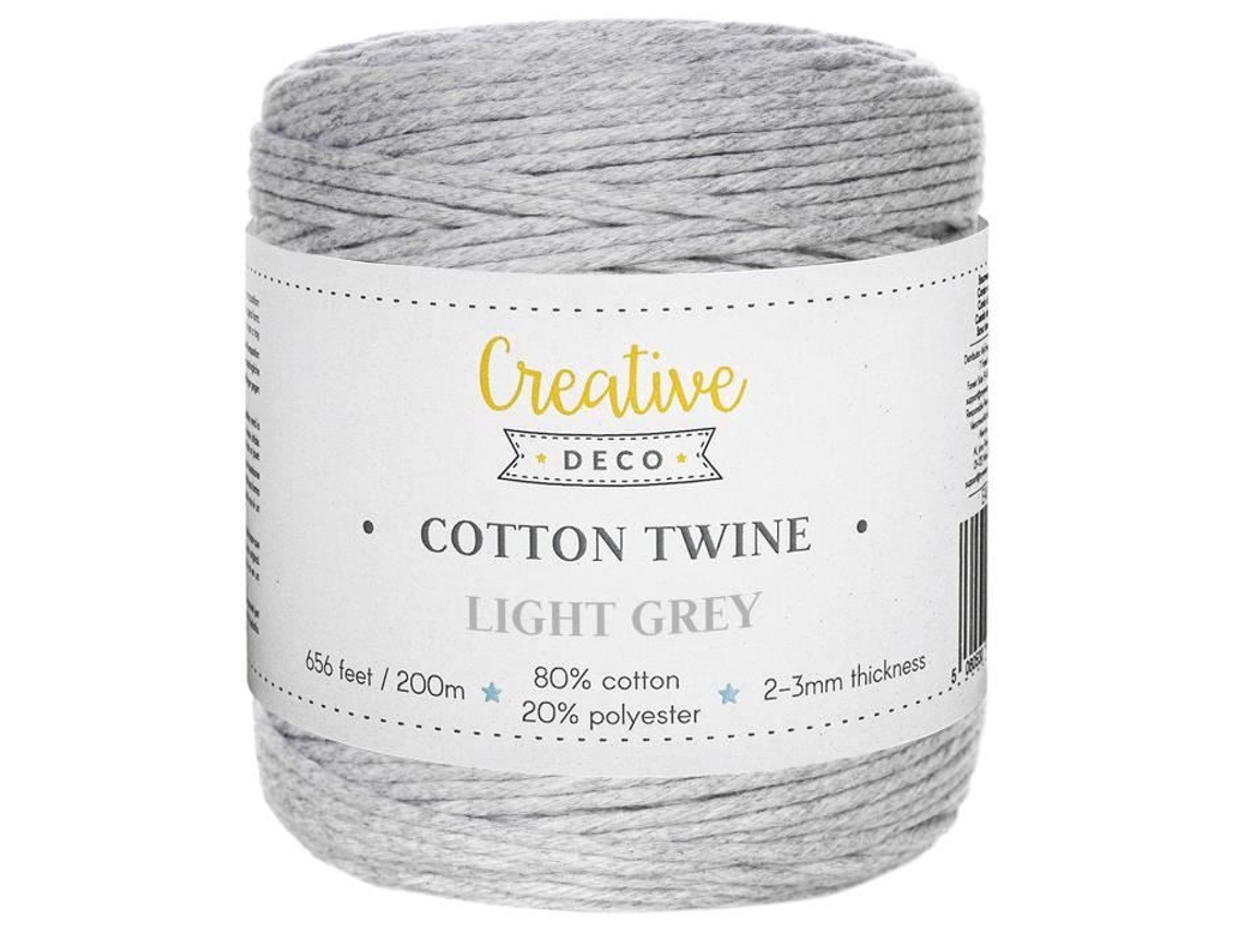 Cuerda Macrame Gris Claro 3Mm X 200M Hilo De Algodon Y Poliester /- Hilo Natural De 0 5 Mm De Grosor CREATIVE DECO