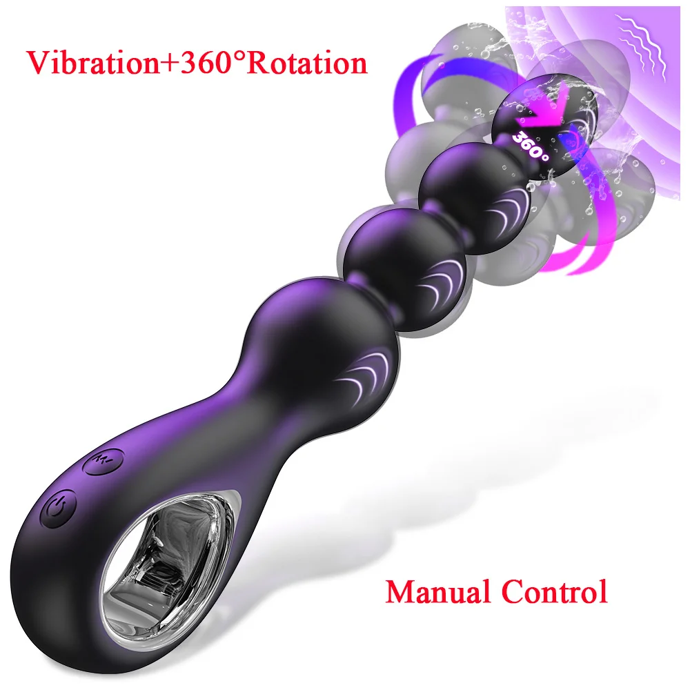 (lazhu15-bk) Plug Anal Vibrador, Rotación De 360°, Bolas Anales, Masajeador De Próstata Masculino, Juguete Sexual Unisex