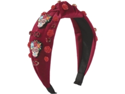 Diadema Ancha Con Nudo Del Día De Muertos Y Cuentas A Juego Para Mujer.