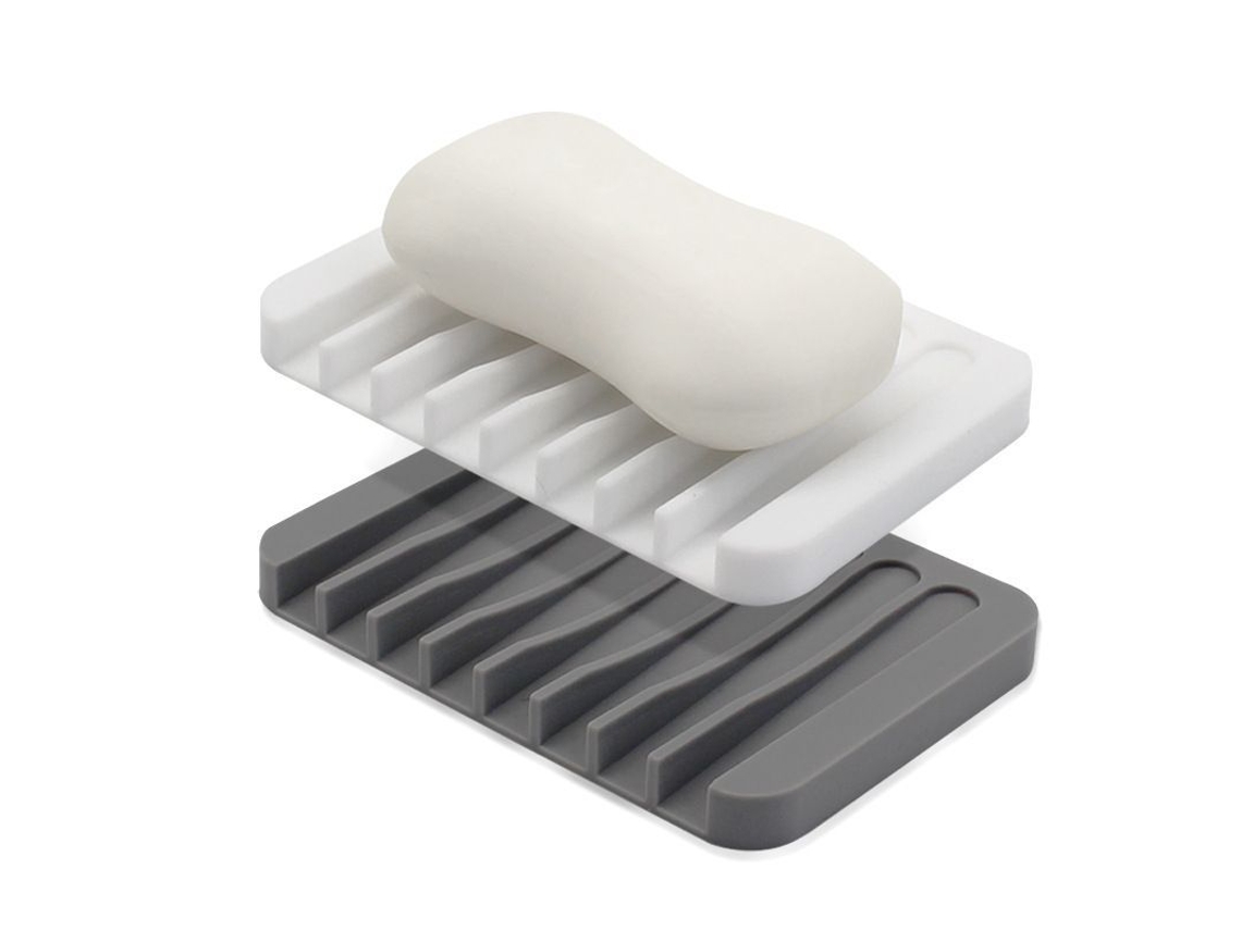 2026-linjou 2ud Reposapalos De Jabón De Silicona Premium, Antideslizante Y Autodrenante Para Baño Y Ducha (blanco, Gris)