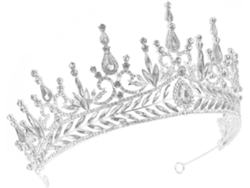 Corona Nupcial Barroca Con Gruesos Diamantes De Imitación Plateados, Tiara Nupcial Decorativa Para Bodas.