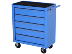 Carro De Taller Con 5 Cajones Y Ruedas Metálicas Azules, 67,5 X 33 X 77 Cm.