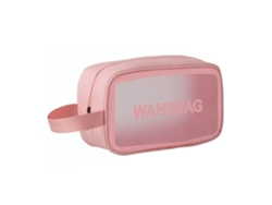 Bolsa de maquillaje transparente de gran capacidad, impermeable y con asa para viajes.