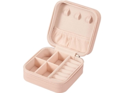 Caja de joyería pequeña de piel sintética, estuche portátil de viaje para joyas (rosa) 2026