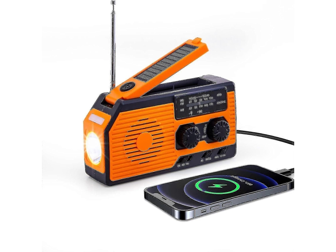 Radio digital de supervivencia con manivela y energía solar, radio portátil AM/FM de 5000 mAh GOKOCO