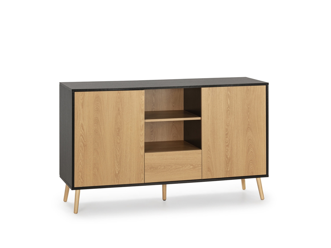 Aparador Apolo 2 Puertas 1 cajón, Color Negro/Madera VS VENTA-STOCK