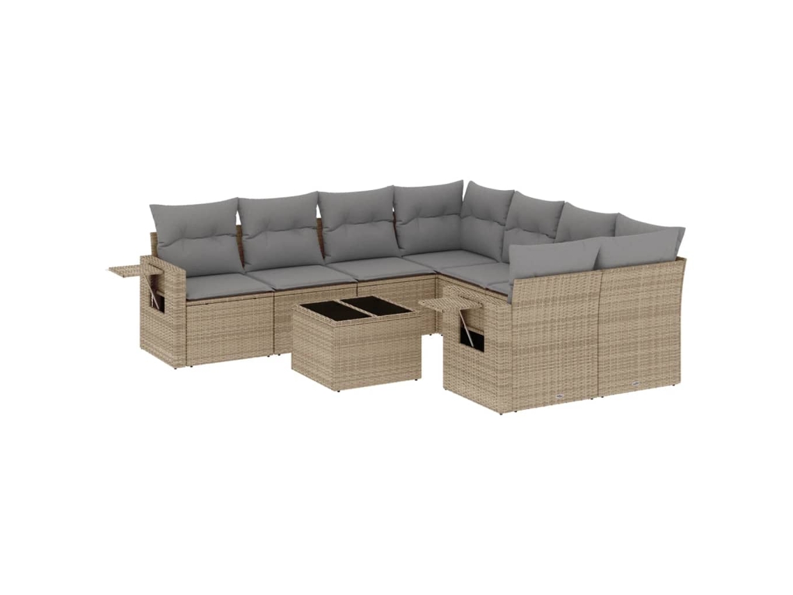 Maison Exclusive - Set De Sofás De Jardín 9 Pzas Con Cojines Ratán Sintético Beige