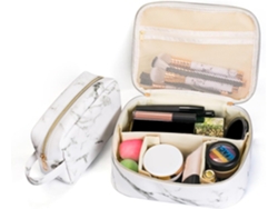 Neceser Portátil Para Maquillaje Y Artículos De Aseo Con Estampado De Mármol Y Cremallera.