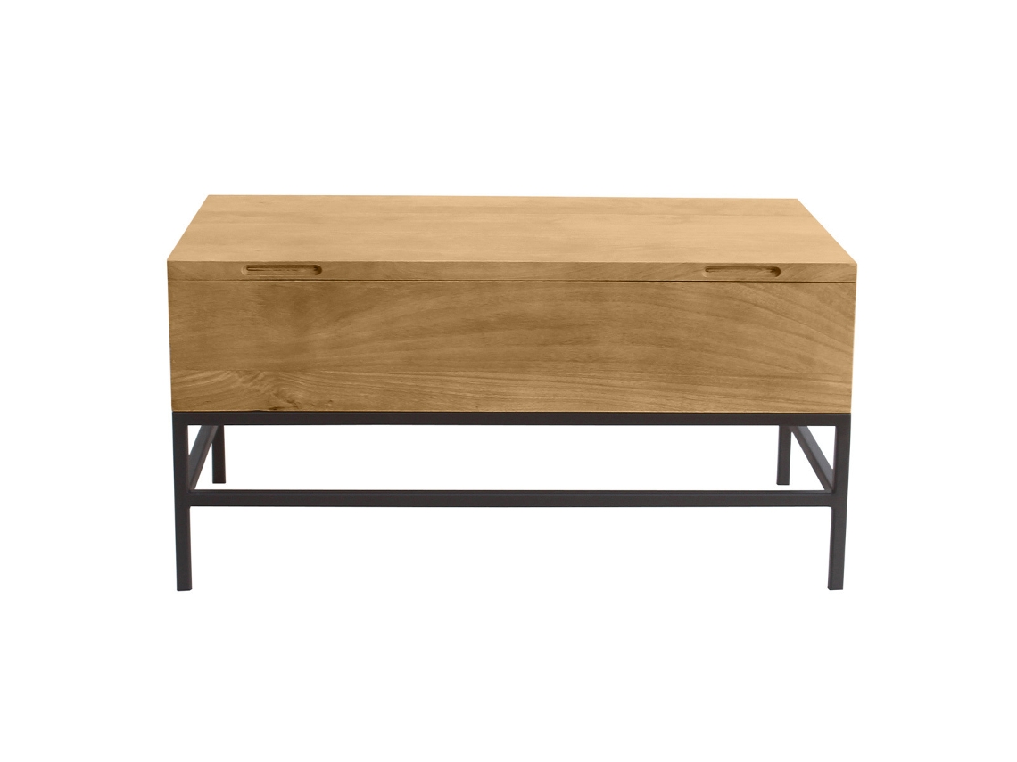 Mesa de centro elevable industrial de madera maciza de mango y metal negro L90 cm Ypster Miliboo