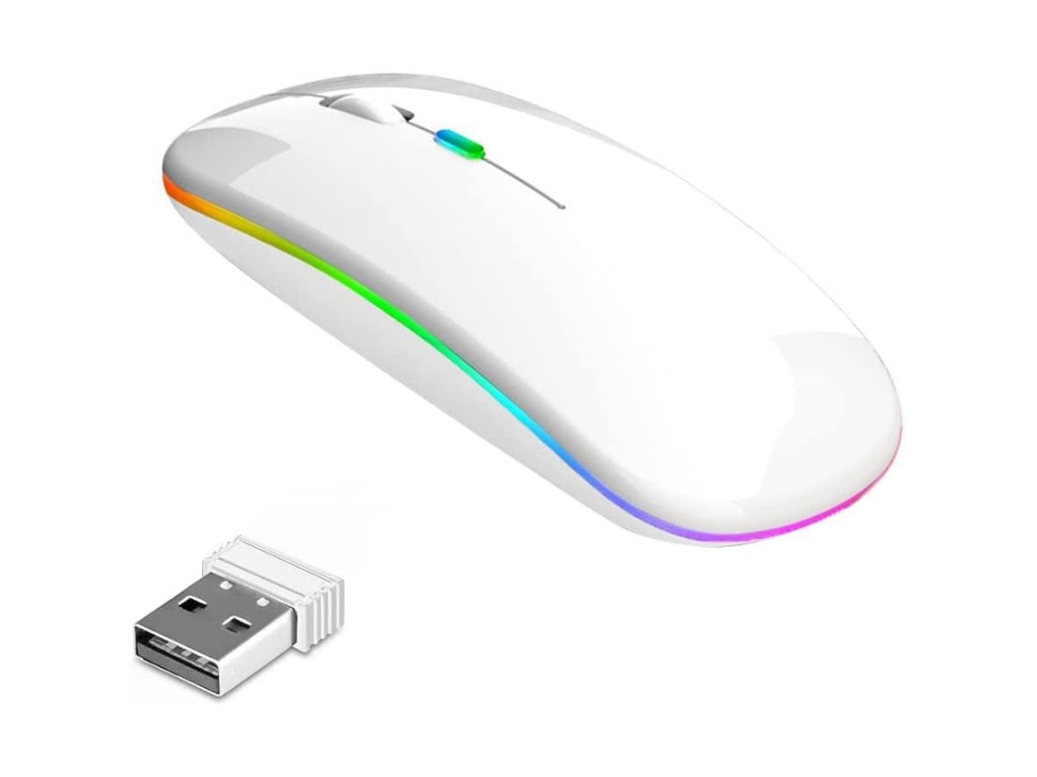 (Blanco) Ratón inalámbrico ultrafino compatible con Android/Windows/Mac iOS, ajuste de DPI de 3 niveles, Bluetooth 5.1