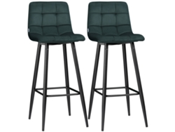 Juego de 2 taburetes de bar modernos de acero, color verde, 42x55x103