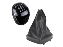 Pomo de palanca de cambios de cuero de 6 velocidades con botón para Mondeo IV C Max Transit Focus MK3