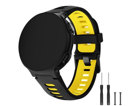 Correa de Silicona hebilla negra con bielas para Garmin Forerunner 735XT 220 230 235 620 630 - negro/amarillo
