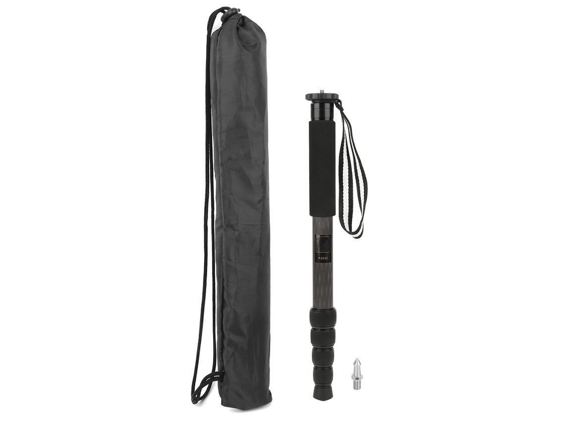 TRUYUETY Monopié de Fibra de Carbono P285C, 5 Secciones, Compacto y Portátil para Cámara con Trípode y Cabezal Esférico