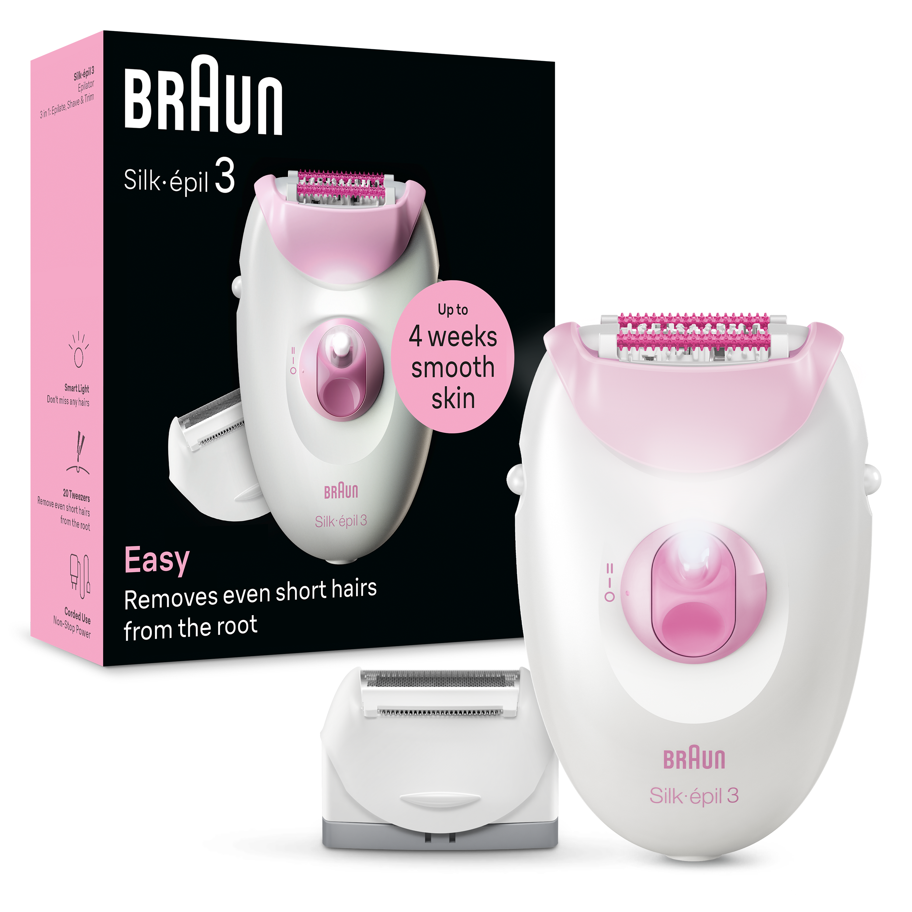 Depiladora BRAUN Silk Epil S3 SE3-031 Essential 1Un (Inicio - Multi-zonas - Corriente)