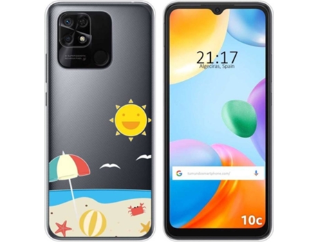 Carcasa para Xiaomi Redmi 10C TUMUNDOSMARTPHONE Dibujos Transparente Playa Multicolor