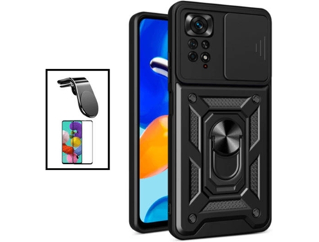Kit Protector de Pantalla de Cristal Templado + Carcasa Magnetic + Soporte Magnético de Coche para Xiaomi Redmi Note 11 Pro PHONECARE Negro