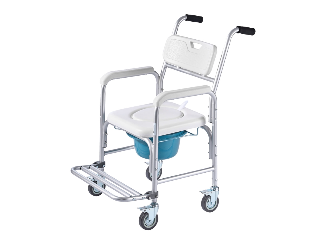 Silla inodoro Succebuy con 4 ruedas y asiento de inodoro elevado 4 en 1, 159 kg