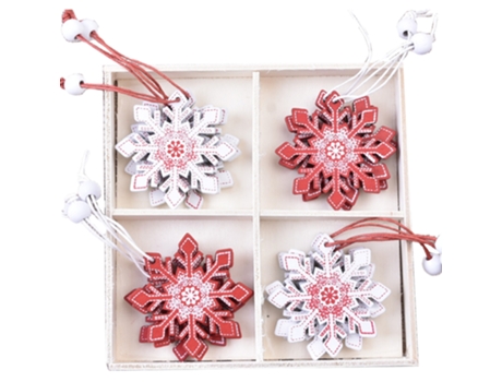Adornos rústicos de madera de la casa de campo de Navidad, juego de adornos colgantes de madera para decoraciones de árboles de Navidad, estilo 3