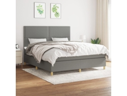 Cama Box Spring Con Colchón Tela Gris Oscuro 180x200 Cm