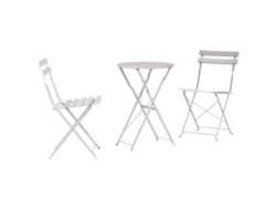 Juego de bistró plegable de 3 piezas, acero beige, EXCLUSIVO DE LA CASA