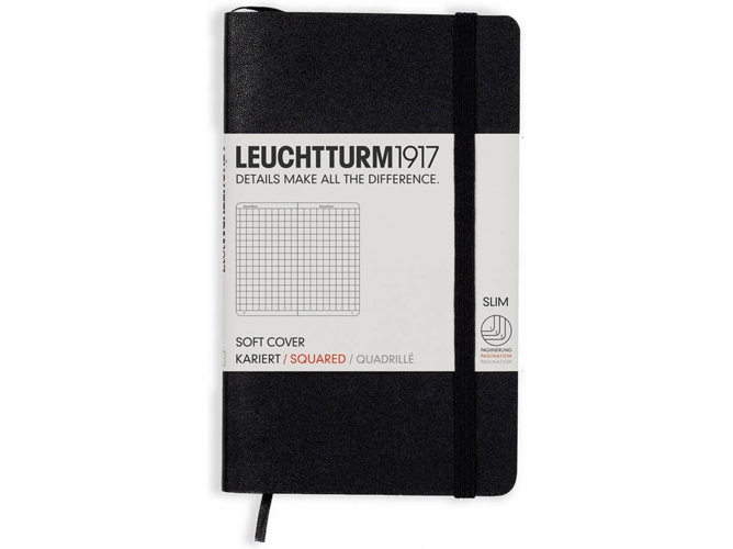 Cuarderno LEUCHTTURM (A6 - Cuadriculado - 14x9x1.2cm - Negro)
