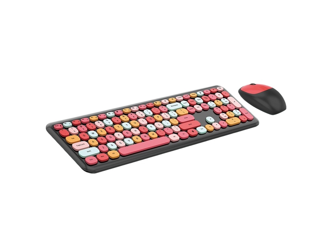 Conjunto de teclado y ratón inalámbricos estilo vintage