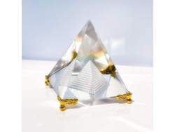 Pirámide De Cristal Con Base Dorada, Arte Feng Shui Para Meditación Y Decoración.
