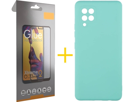 Funda y Protector de Vidrio Full 1x Samsung Galaxy A42 5G SKYHE Silicona Líquida Verde Agua