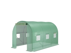 Invernadero, 350 cm de largo x 200 cm de ancho x 200 cm de alto, acero con recubrimiento en polvo, película de PE impermeable, diseño de techo arqueado, 6 ventanas.