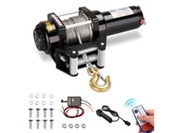 Cabrestante Eléctrico De 12 V, Tracción Hasta 4500 Lb/2041 Kg, Cable De Acero De 10 M, Negro