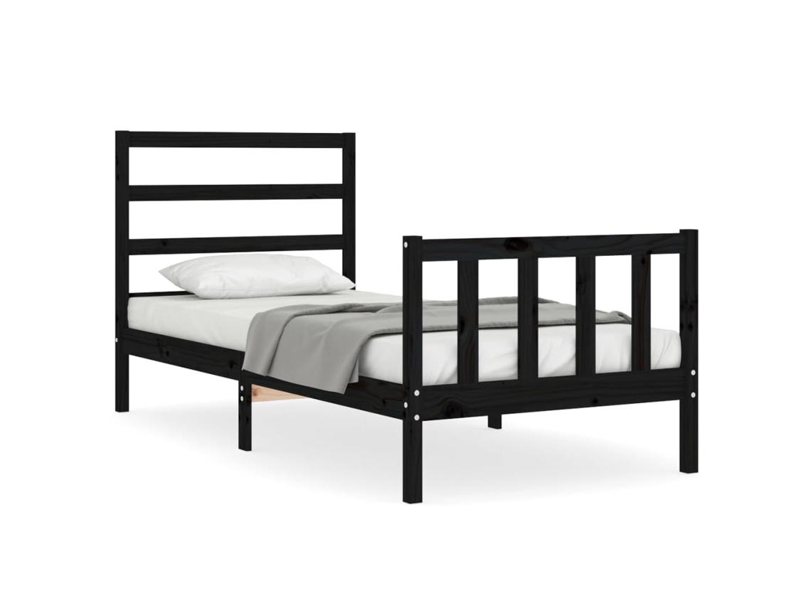 Maison Exclusive - Estructura De Cama Individual Con Cabecero Madera Maciza Negro