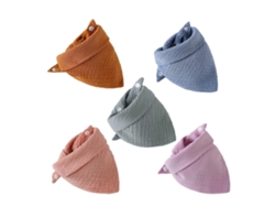 Juego de 5 baberos triangulares de algodón suave, color liso, con cierre a presión, toalla para la alimentación del bebé, babero, compresa, pañuelo y paño para eructar.