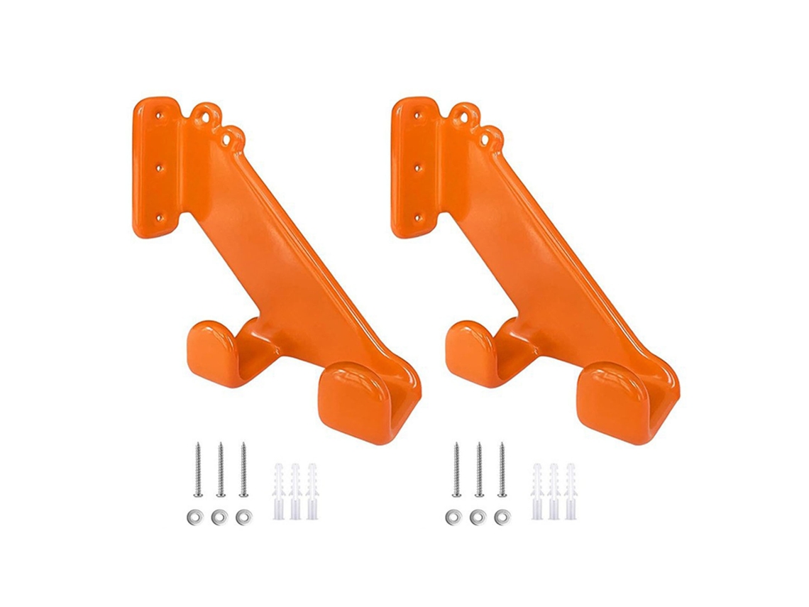 2 Soportes De Pared Para Motosierras Con Revestimiento De Goma Naranja, Acero Al Carbono Resistente, Para Uso En Garaje.