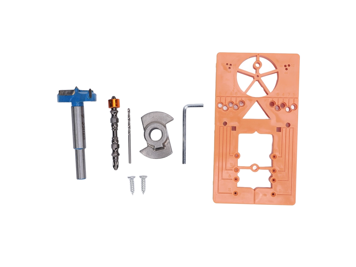 Kit De Tiza Para Bisagra Ajustable Oculta Con Guía De Perforación Metálica De 35 Mm Para Puertas De Madera Y Armarios.