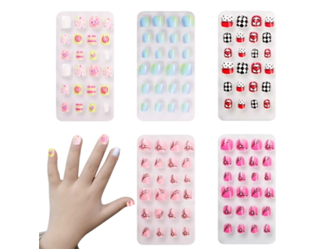 Juegos De Uñas Postizas Para Niños, Cubierta Completa, Uñas Postizas Cortas, Regalo Encantador Para Niñas Pequeñas -Style2 ZMDECQNA