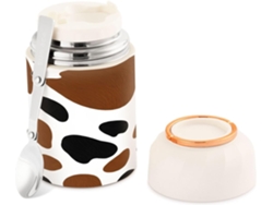 Tarro térmico Cow Printr de 500 ml con boca ancha, doble pared, acero inoxidable, sin marca.